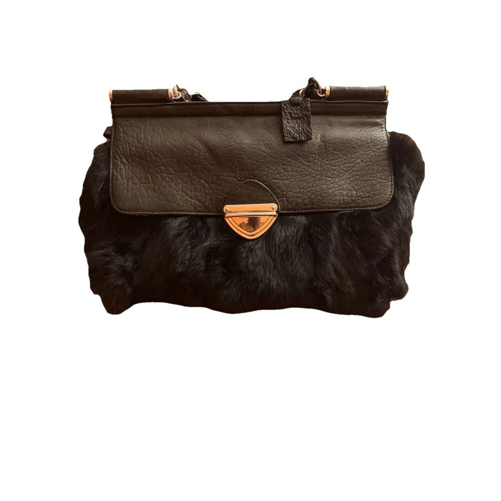 Diane Gail Bag~Black Rabbit Fur w/Lambskin Leather